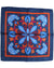 Kiton Silk Pocket Square Navy Blue Orange Red Ornamental