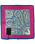 Kiton Silk Pocket Square Magenta Aqua Navy Ornamental