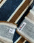 Kiton Linen Pocket Square Dark Blue Brown Stripes