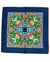 Kiton Silk Pocket Square Navy Blue Orange Garden