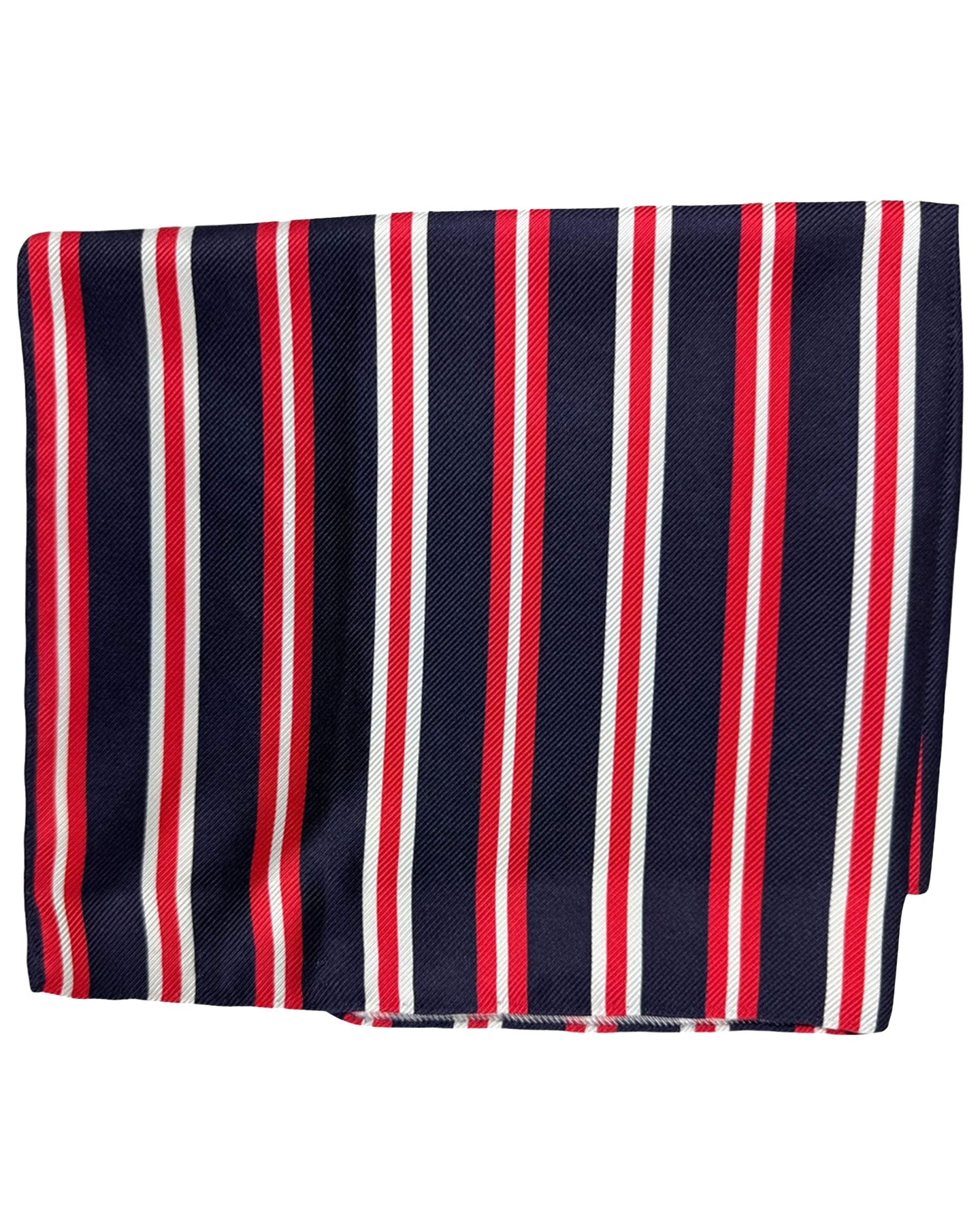 Kiton Silk Pocket Square Dark Blue Red Stripes