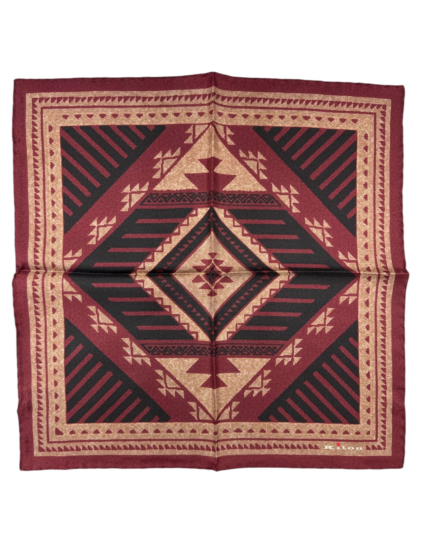 Kiton Silk Pocket Square Maroon Design