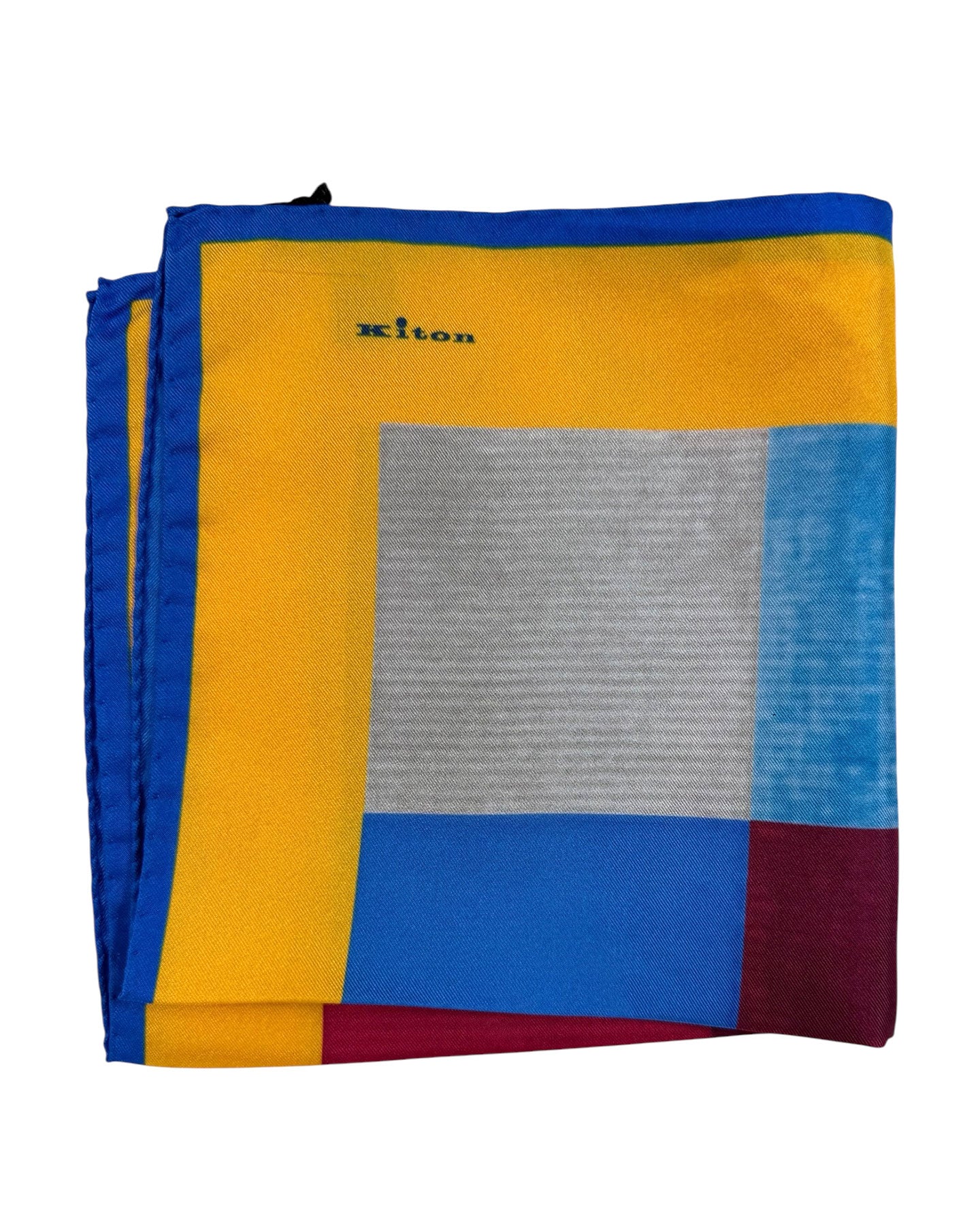 Kiton Silk Pocket Square Color Block