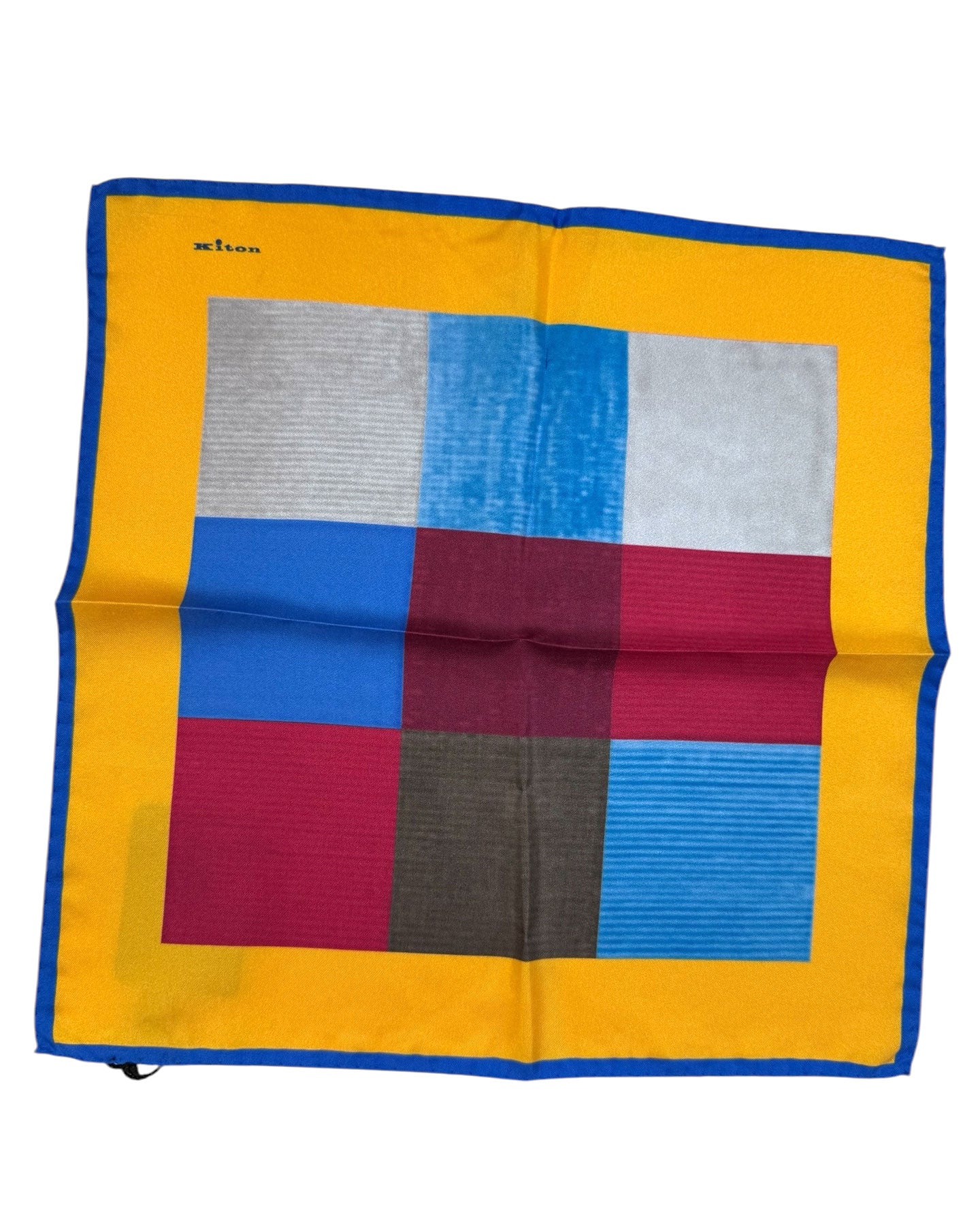 Kiton Silk Pocket Square Color Block