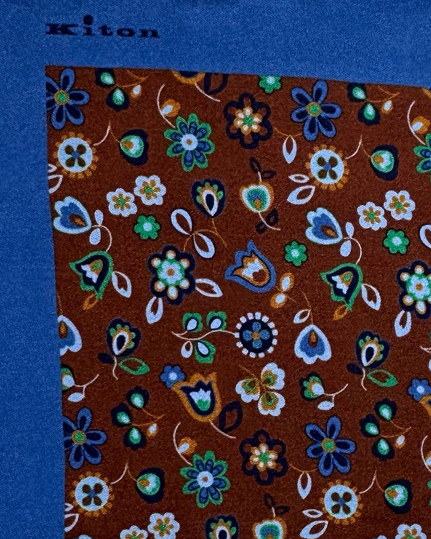 Kiton Silk Pocket Square Floral Design