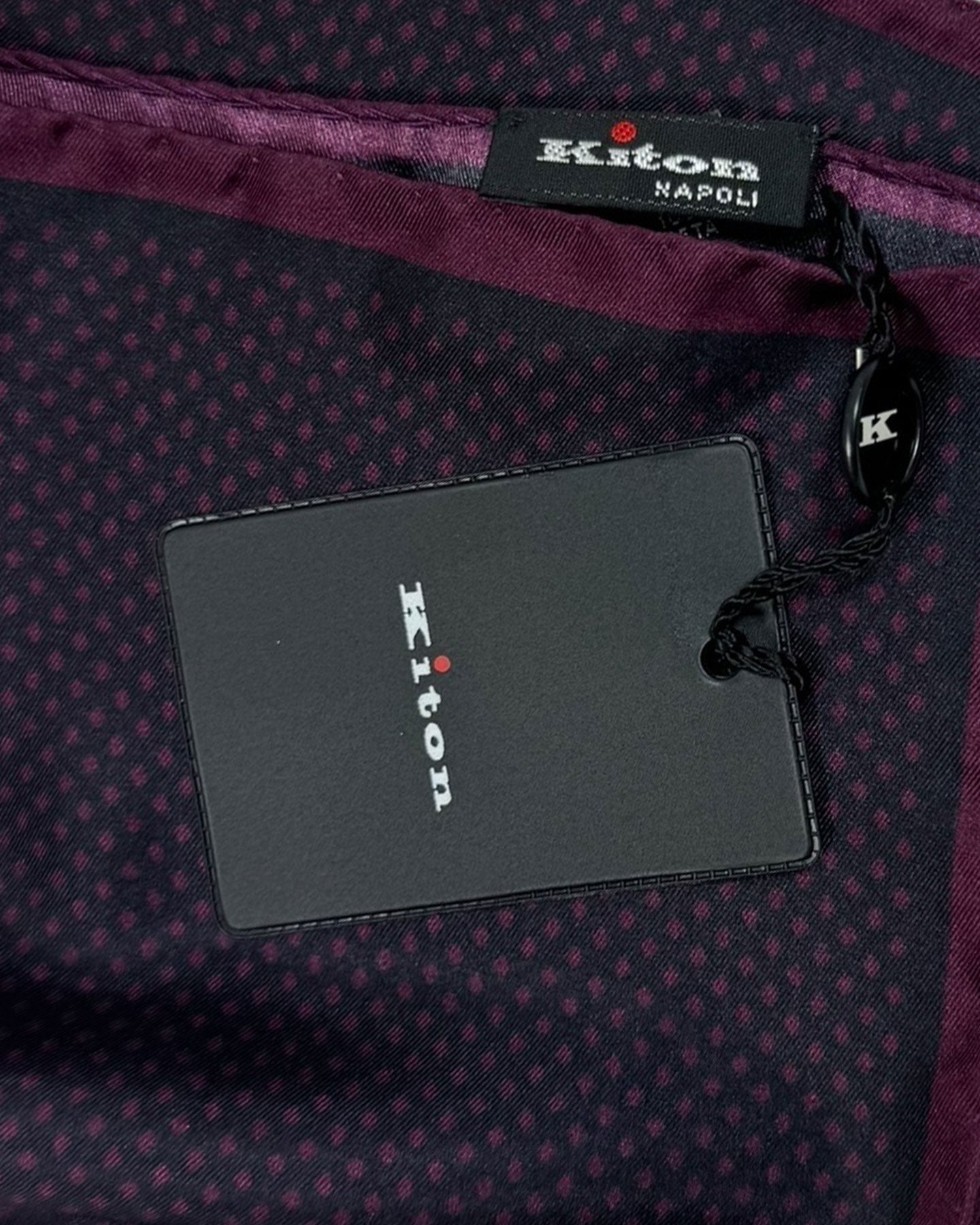 Kiton Silk Pocket Square Purple Black Design