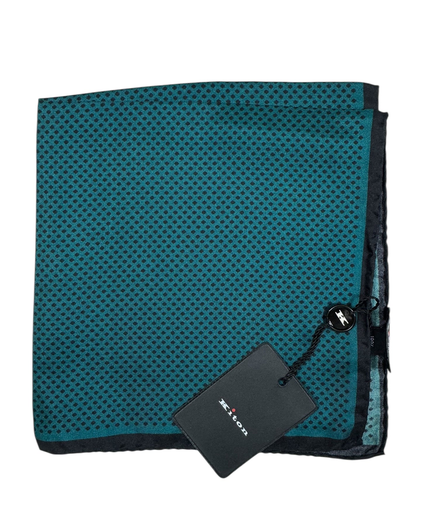 Kiton Silk Pocket Square Teal Midnight Blue