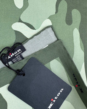 Kiton Silk Pocket Square Green Camo Design BLACK FRIDAY SALE
