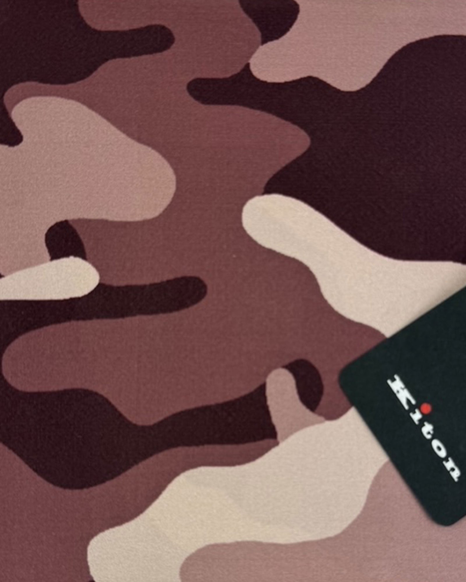 Kiton Silk Pocket Square Dust Pink Brown Camo Design