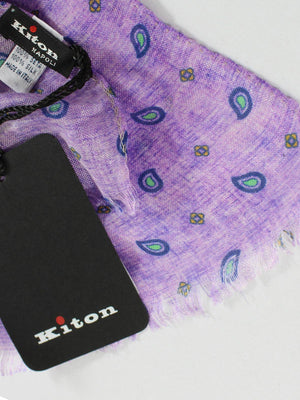 Kiton Silk Scarf Purple Mini Paisley FINAL SALE
