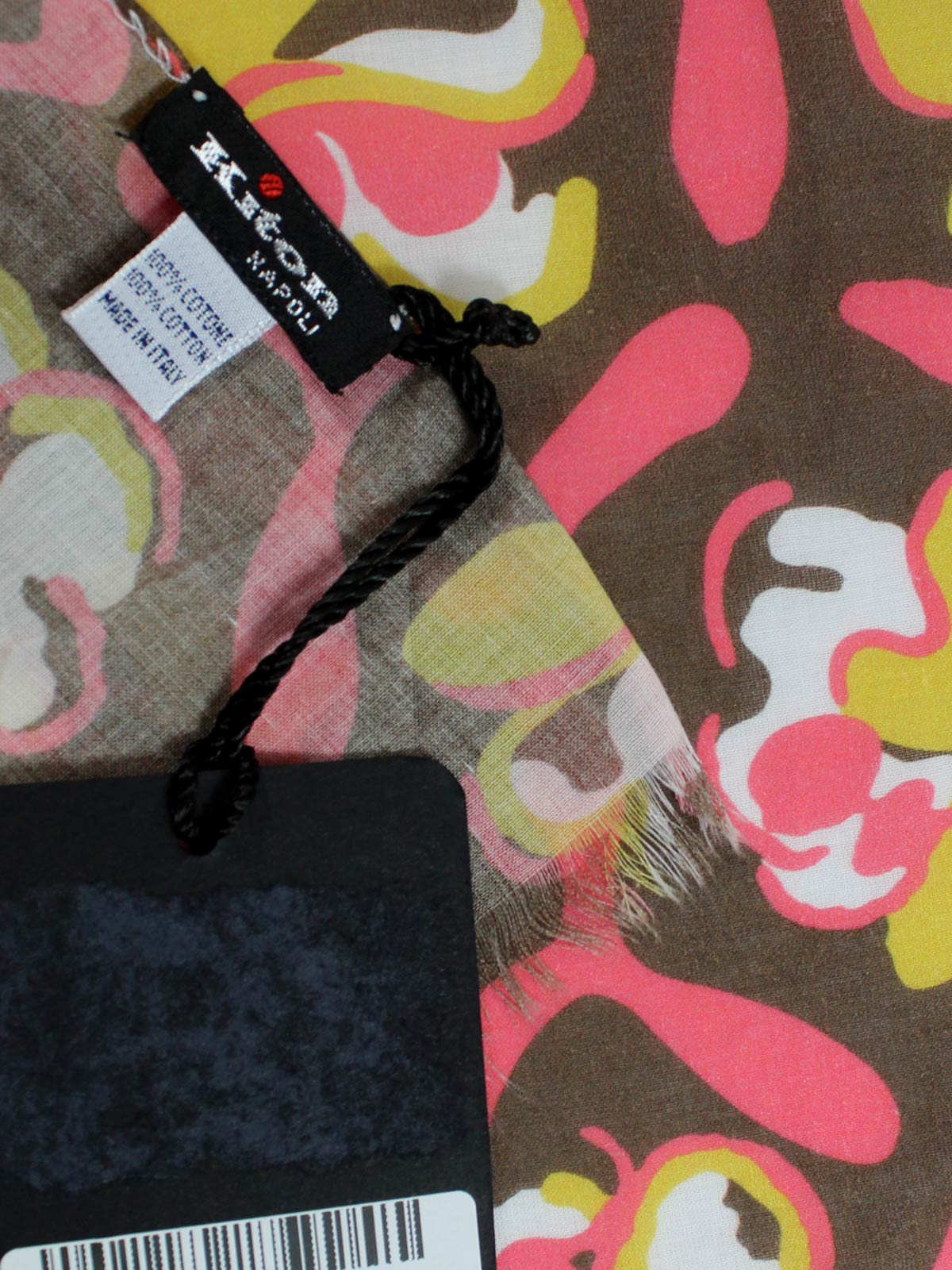 Kiton Scarf Brown Pink Floral 