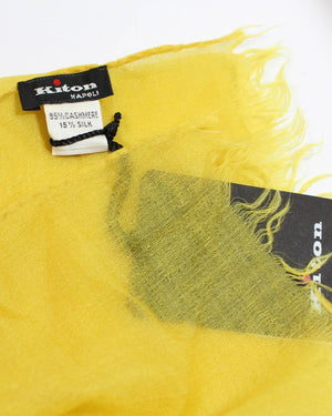 Kiton Cashmere Silk Scarf Solid Yellow - Luxury Shawl