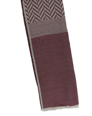 Kiton Scarf Bordeaux Gray Pattern - Luxury Cashmere Shawl