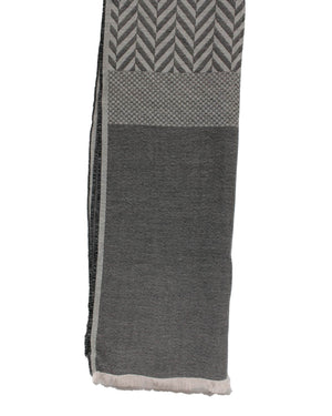 Kiton Men Scarf Gray Herringbone Pattern - Luxury Shawl