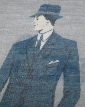 Kiton Scarf Gray Petrol Blue "Kiton Your Clothes" Design Large Linen Cashmere Shawl