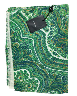 Kiton Scarf Green Ornamental Design - Cotton