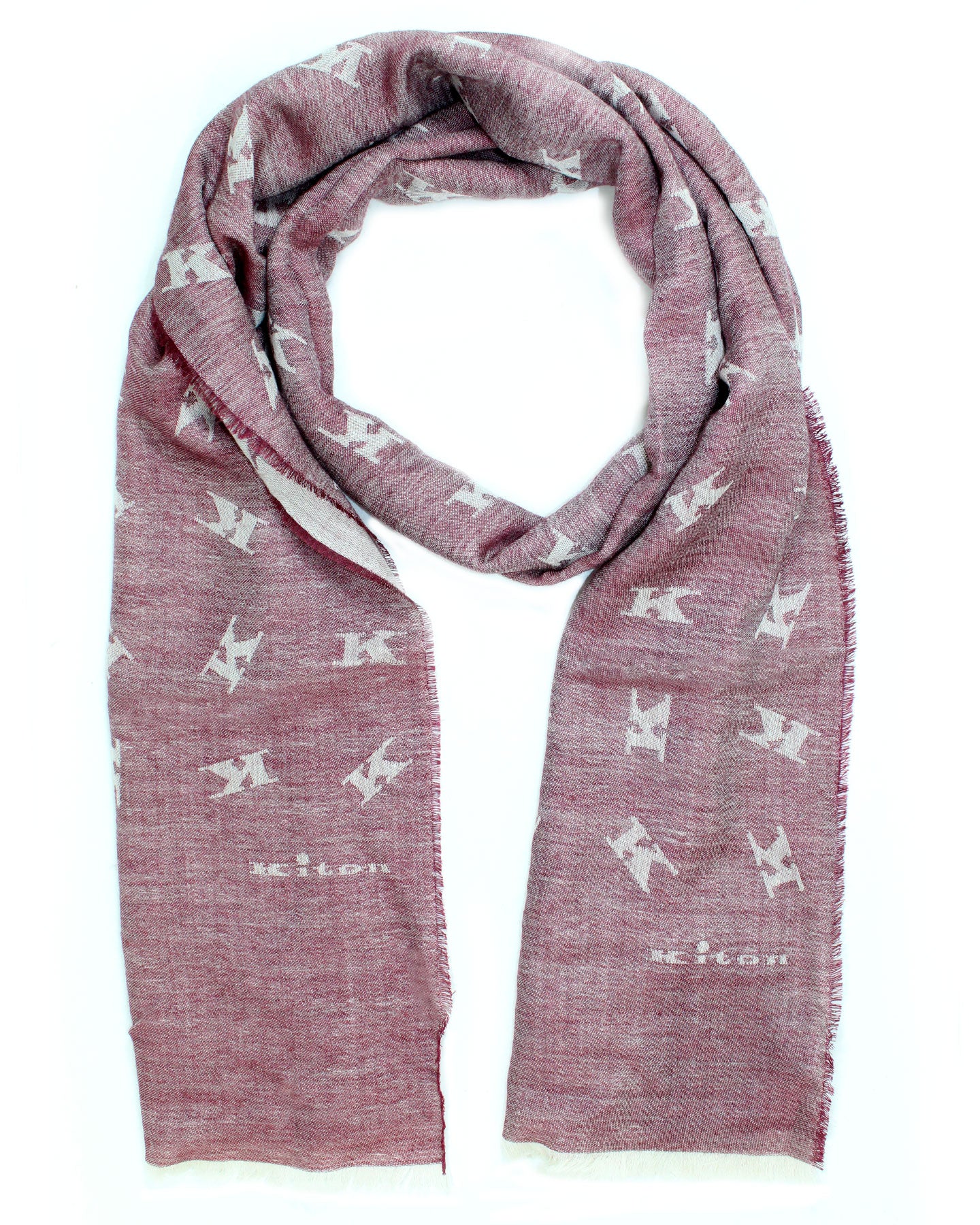 Kiton Scarf Maroon Gray K