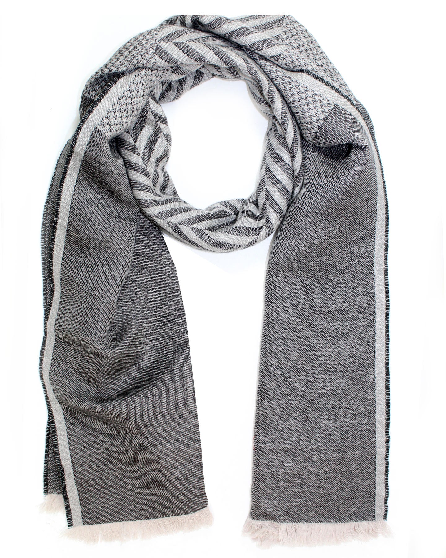 Kiton Scarf Black Gray Design