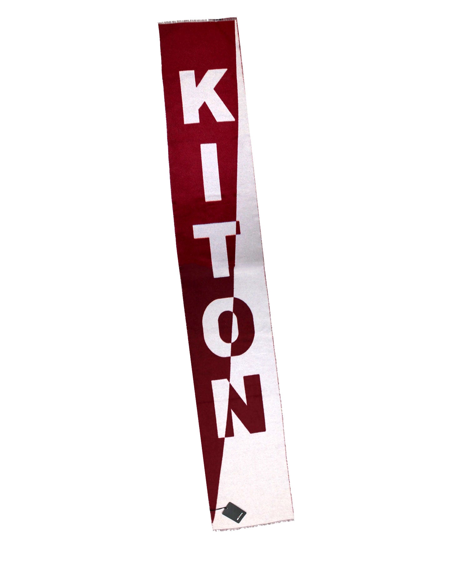 Kiton Silk Scarf Maroon White Logo