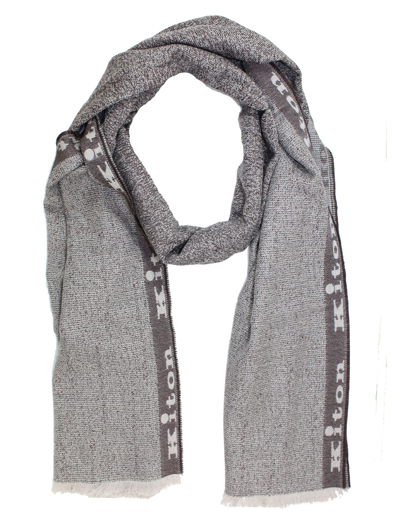 Kiton Scarf Brown 
 Cashmere Wool Silk Shawl