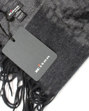 Kiton Cashmere Scarf Gray Black - Men Luxury Shawl