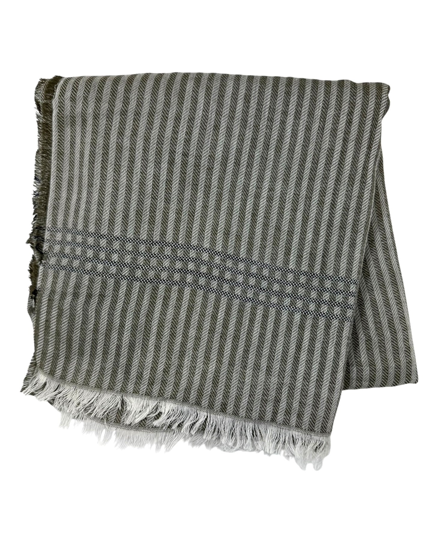 Kiton Scarf Gray Green Stripes
