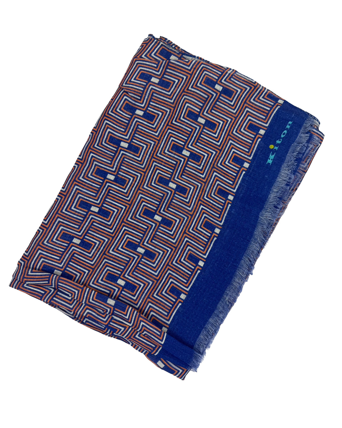 Kiton Scarf Blue Design - Lightweight Linen Silk Shawl