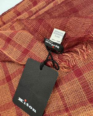Kiton Scarf Brown Check Plaid - Luxury Men Shawl