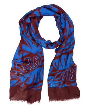 Kiton Scarf Royal Blue Bordeaux - Luxury Men Shawl