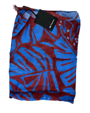 Kiton Scarf Royal Blue Bordeaux - Luxury Cashmere Men Shawl