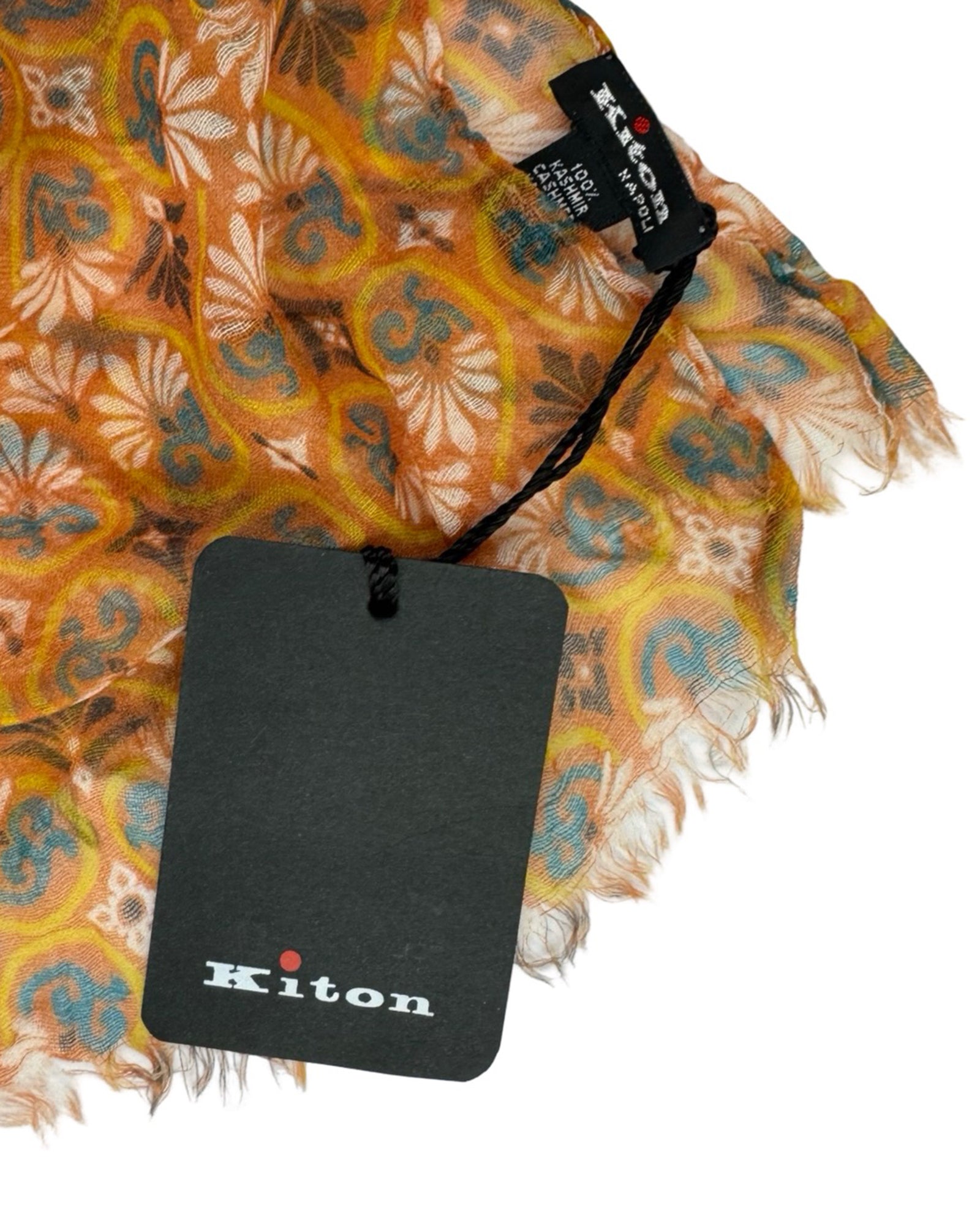 Genuine Kiton Scarf Olive Floral - Luxury Cashmere Men Shawl