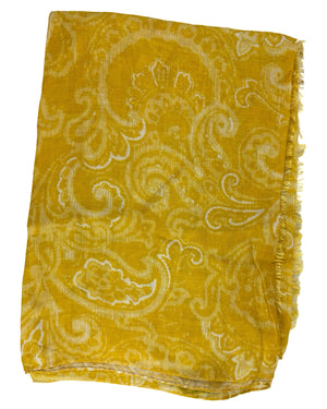 Kiton Scarf Yellow White Floral - Luxury Men Shawl