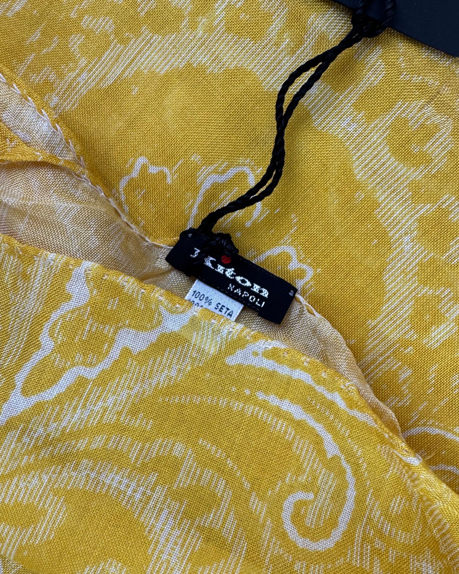 Kiton Scarf Yellow White Floral - Luxury Men Shawl