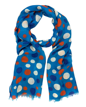 Kiton Scarf Blue Orange White Dots - Luxury Men Shawl