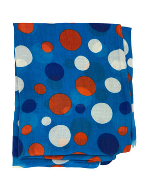 Kiton Scarf Blue Orange White Dots - Luxury Men Shawl