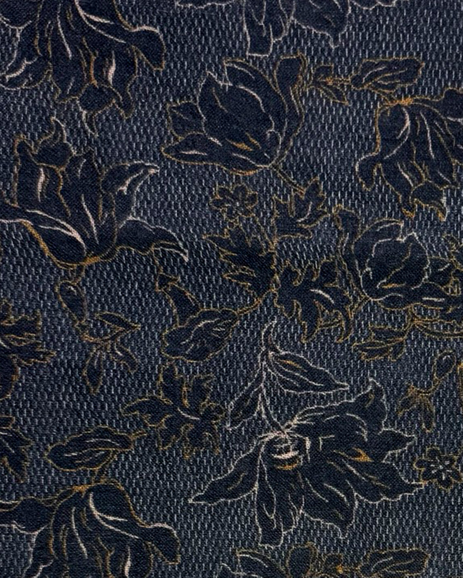 Kiton Cashmere Scarf Black Brown Floral