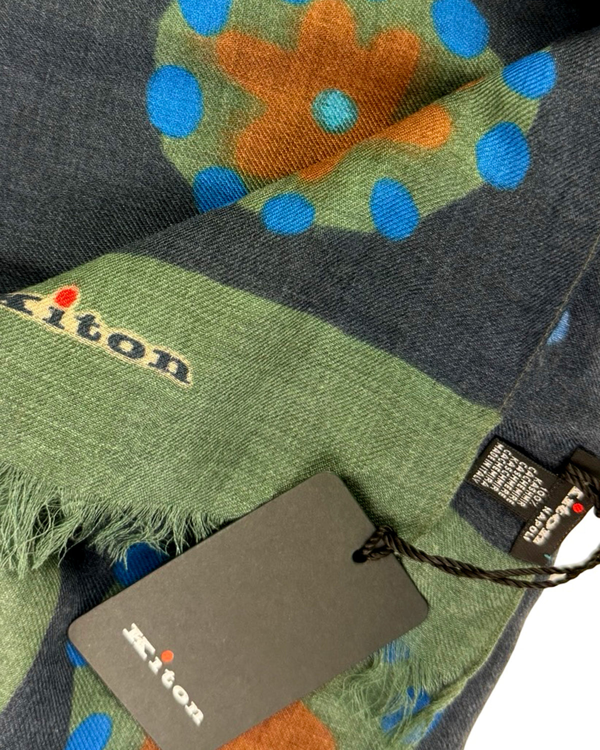 Kiton Cashmere Scarf Floral Gray