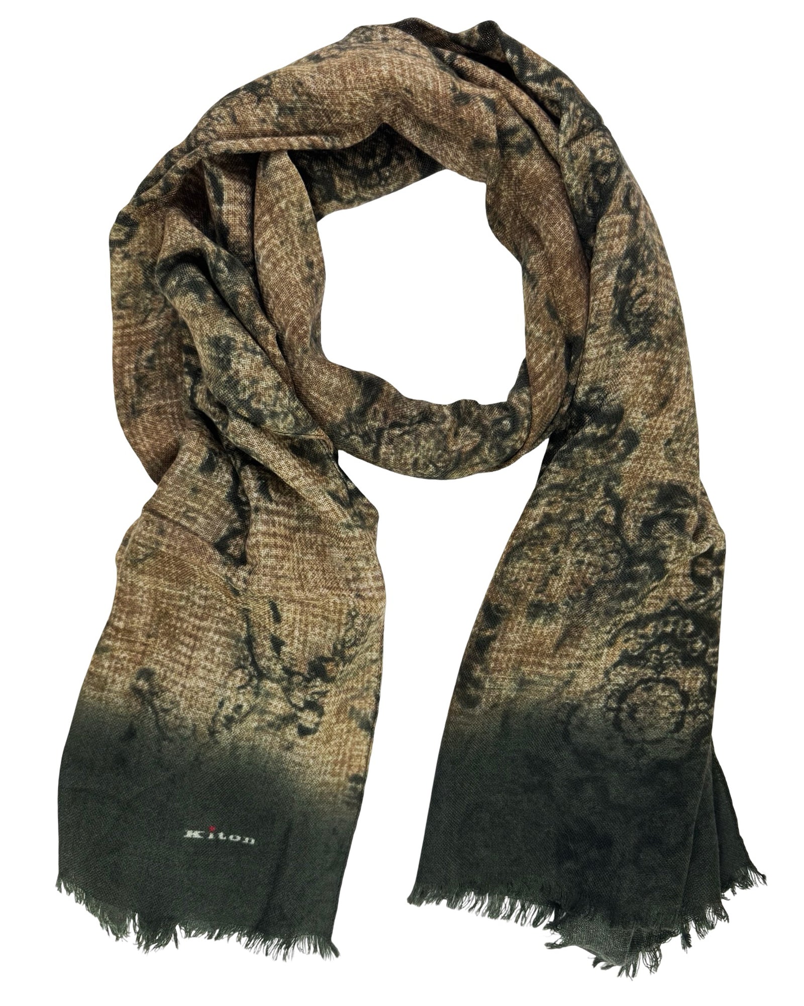 Kiton Scarf Brown Black Design - Men Collection