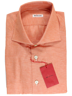 Kiton Linen Shirt Peach Pink New