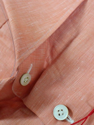 Kiton Linen Shirt Peach Pink 44 - 17 1/2 REDUCED SALE