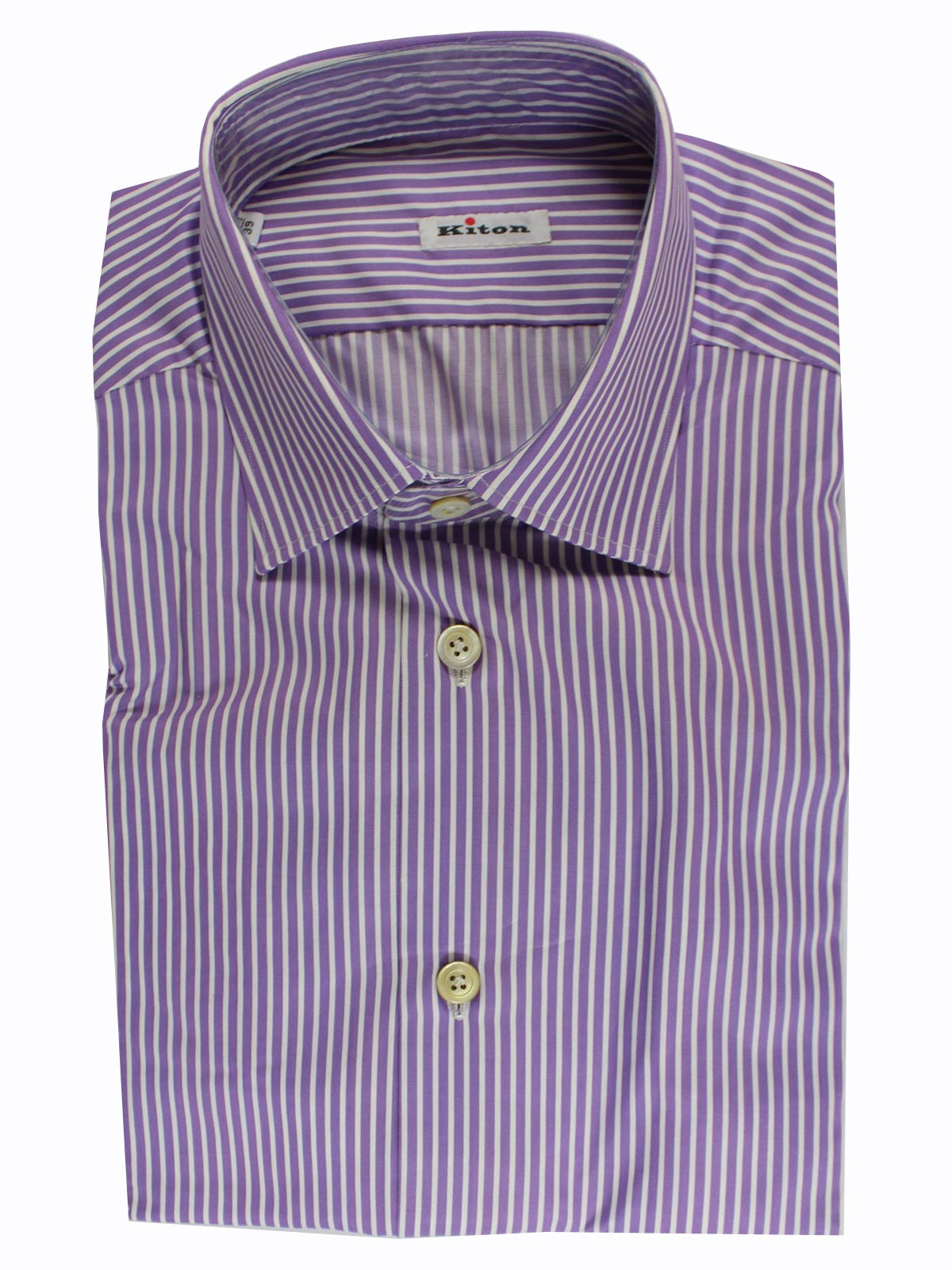 Kiton Dress Shirt White Purple Stripes 39 - 15 1/2 REDUCED - SALE Kiton Dress Shirt White Purple Stripes 39 - 15 1/2 REDUCED - SALE