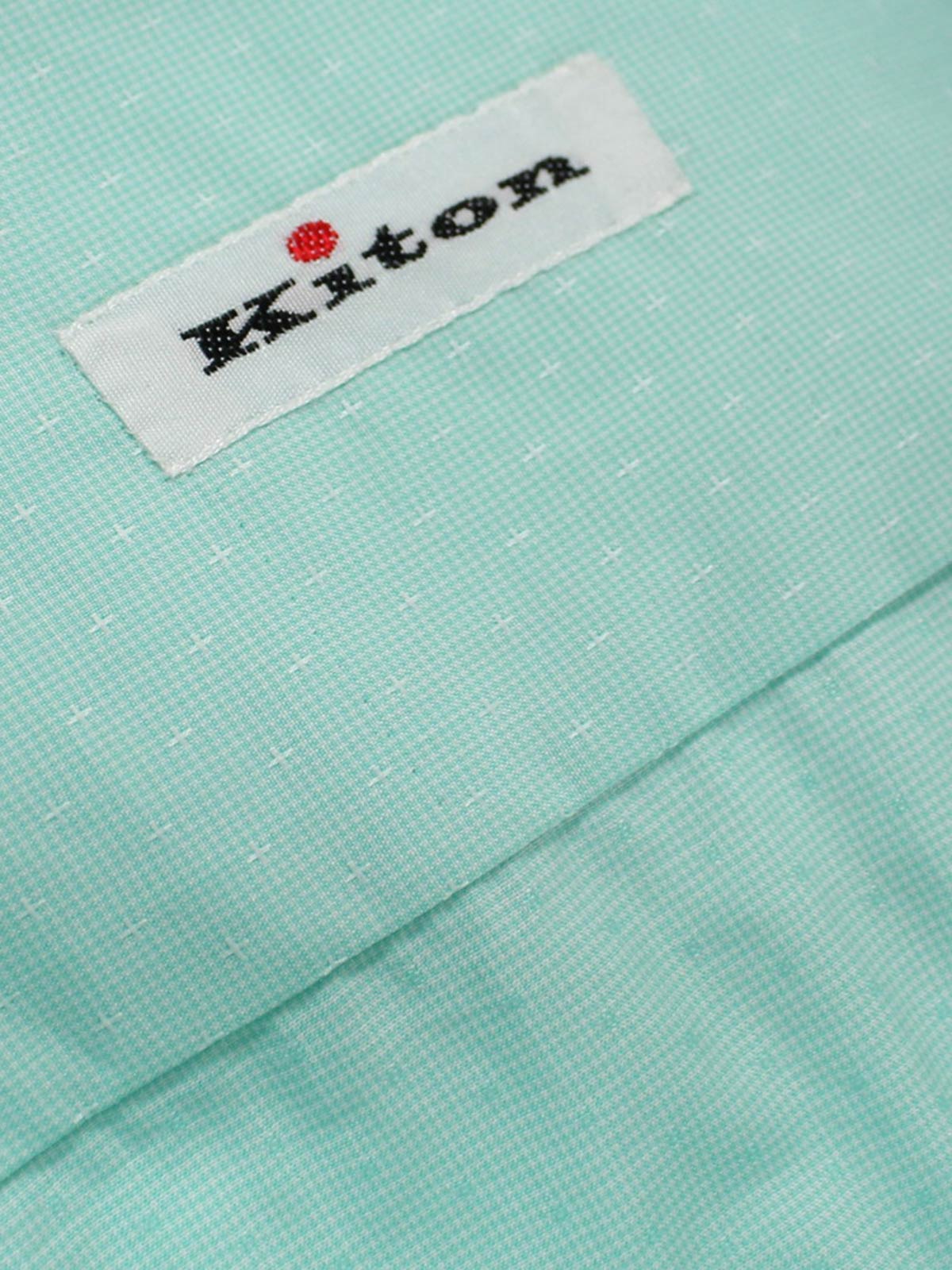 Kiton Short Sleeve Shirt Mint Green Pattern 44 - 17 1/2 REDUCED SALE