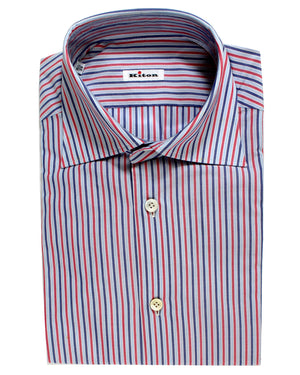 Kiton Dress Shirt Blue Red Navy 