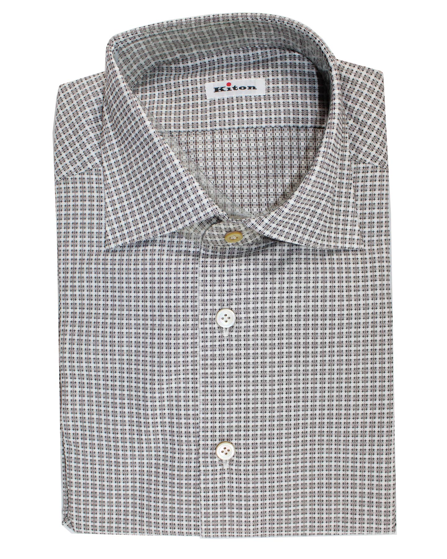 Kiton New Shirt White Gray Brown Design