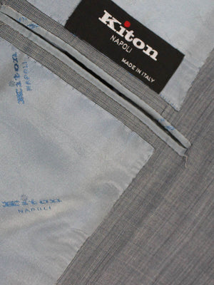 Kiton Suit Gray Blue 14 Micron Wool Sartorial EUR 48/ US 38 R SALE