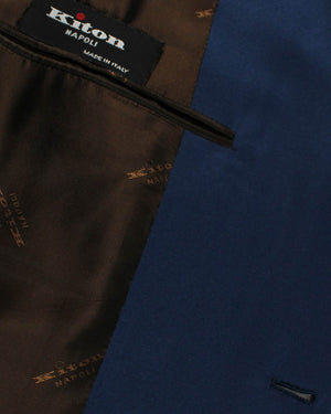 Kiton Suit Dark Blue 14 Micron Wool EU 48 - US 38 R