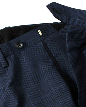 Kiton Suit Dark Blue Plaid Pants