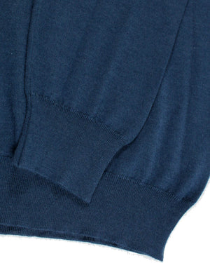Kiton Cashmere Silk Sweater Dark Blue Quarter Zip Pullover