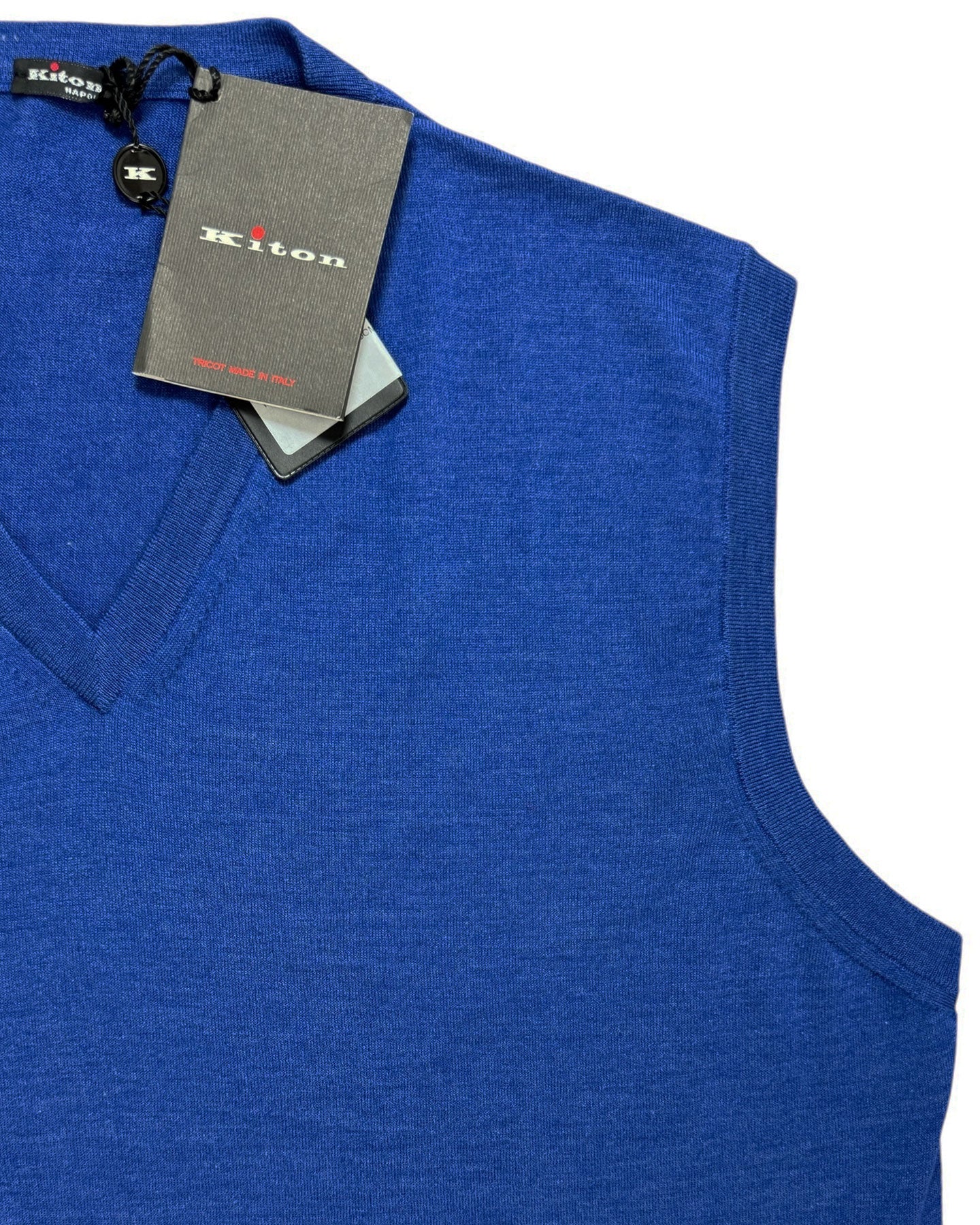 Kiton Sleeveless Sweater Royal Blue Cashmere Silk 