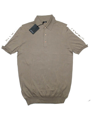 Kiton Polo Shirt Beige With White Logo Sleeve 